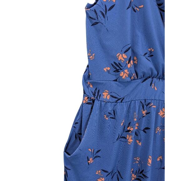 Kaileigh Rica Sleeveless Floral Midi Length Jumpsuit Boho Garden Girl Blue 2X - Picture 12 of 15